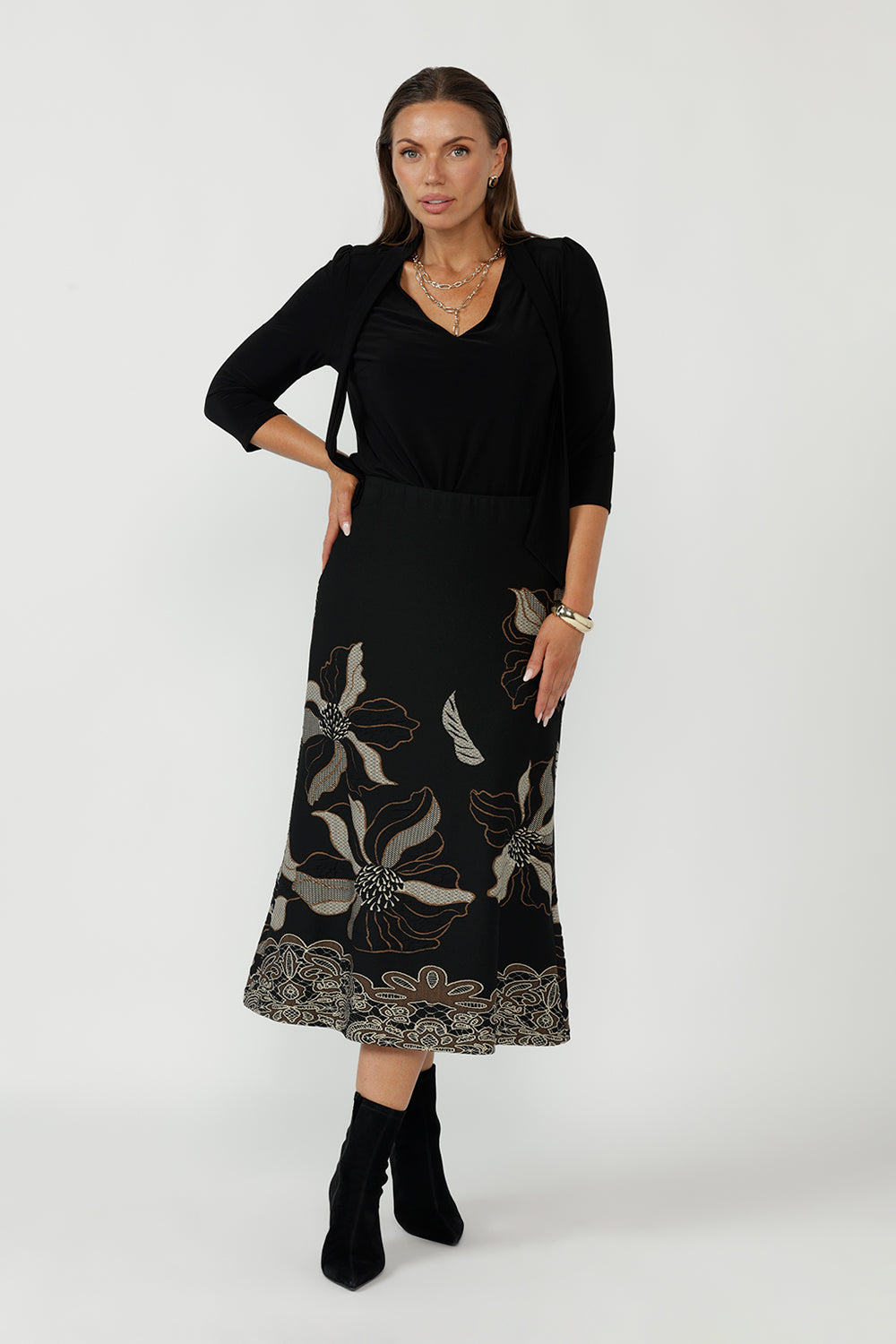 Gilded Noir Skirt in Black