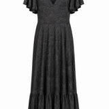 One of a Kind - Bijoux Maxi Reversible Dress in Pewter Mikado