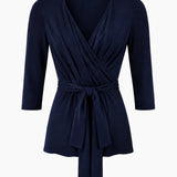 Designer Archive - Bella Wrap Top in Navy