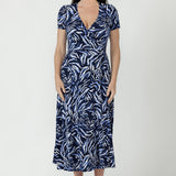 Alexis Wrap Dress in Indigo Drift