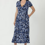 Alexis Wrap Dress in Indigo Drift