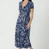 Alexis Wrap Dress in Indigo Drift