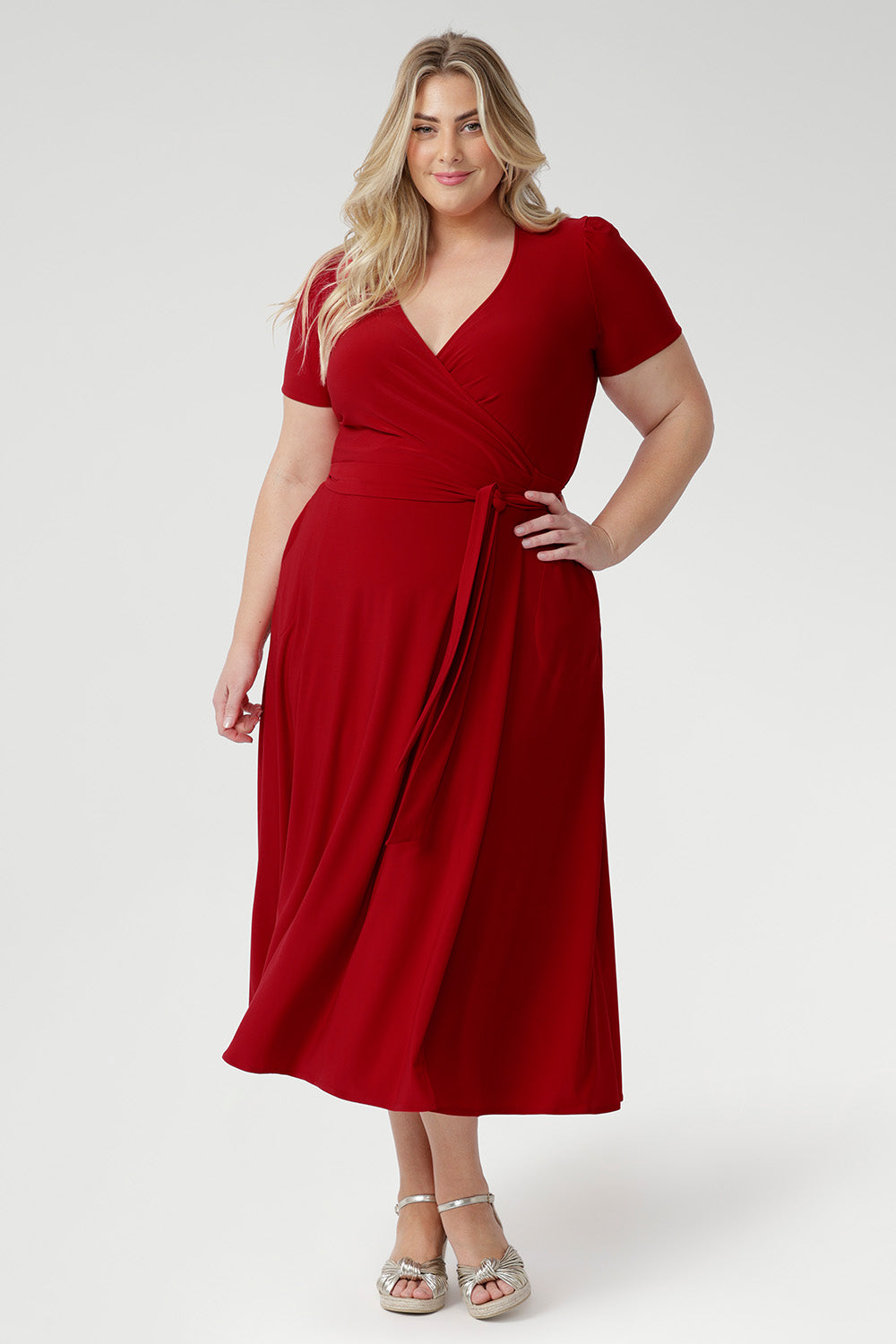 The Alexis Dress is on red dry touch jersey fabric that provides a soft stretch. Due to the high pigment quality in this fabric, this garment needs to be washed separately before wear to avoid colour transfer onto other garments, as per the care label.
