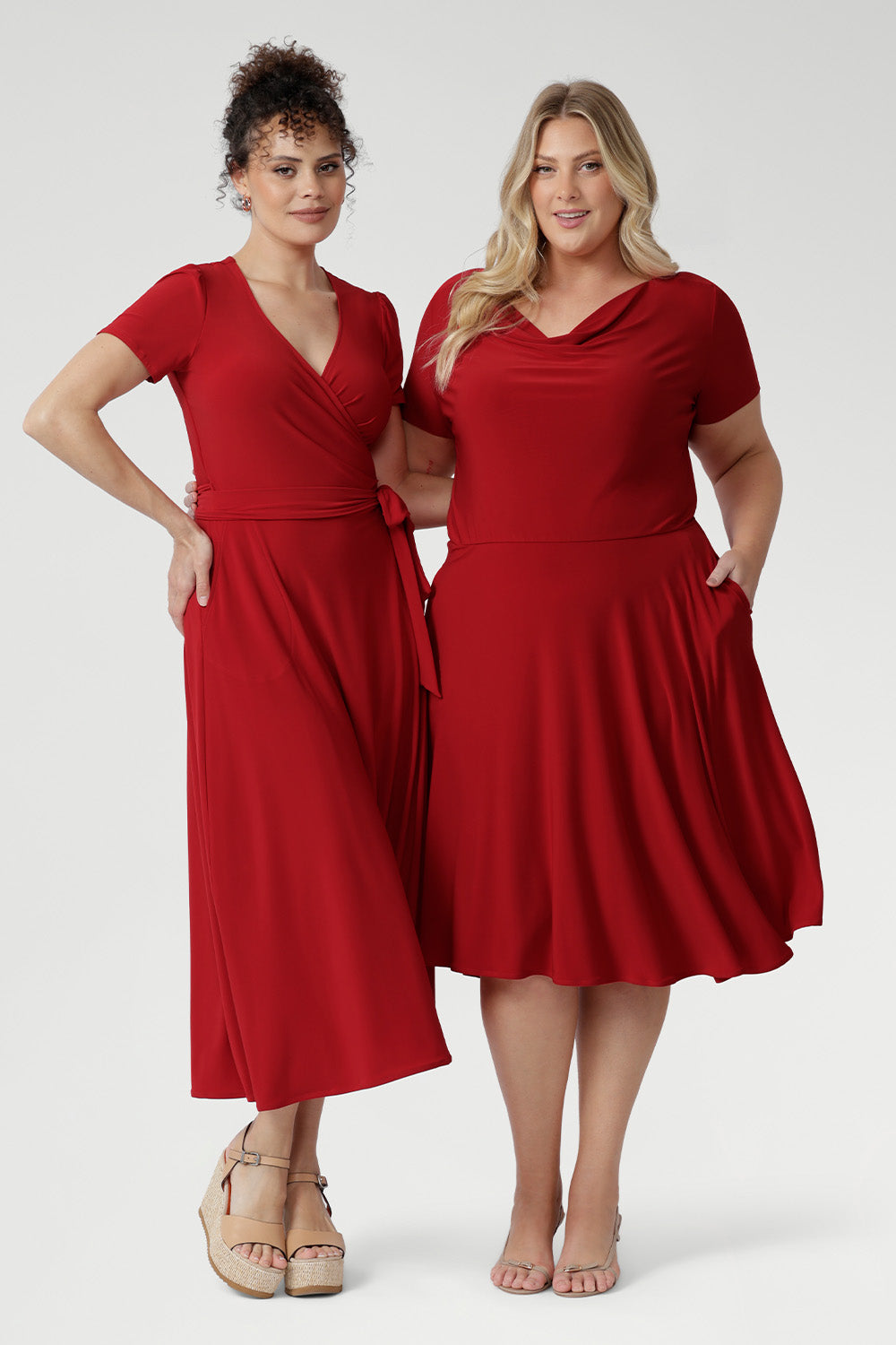 The Alexis Dress is on red dry touch jersey fabric that provides a soft stretch. Due to the high pigment quality in this fabric, this garment needs to be washed separately before wear to avoid colour transfer onto other garments, as per the care label.