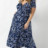 Alexis Wrap Dress in Indigo Drift