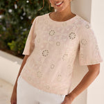 Crafted from lightweight embroidered cotton, the Angel Top in Ballet Embroidered Cotton is a fresh and feminine summer essential. 