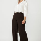 Drew Pant in Cocoa Smart Crepe