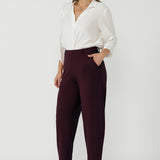Liv Barrel Leg Pant in Wine Smart Crepe