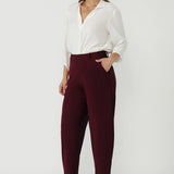 Liv Barrel Leg Pant in Wine Smart Crepe