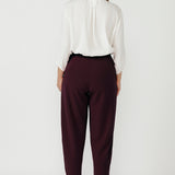 Liv Barrel Leg Pant in Wine Smart Crepe