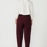 Liv Barrel Leg Pant in Wine Smart Crepe