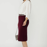 Macy Skirt in Wine Smart Crepe