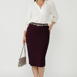 Macy Skirt in Wine Smart Crepe