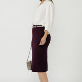 Macy Skirt in Wine Smart Crepe