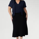 Discover the effortless comfort of the Asher Skirt, cut from our luxuriously soft, dry-touch stretch jersey. Its elasticated pull-on waist ensures a smooth, flattering fit, while the A-line design enhances movement and shape. A must-have for women who value comfort, confidence, and style, proudly made in Australia.