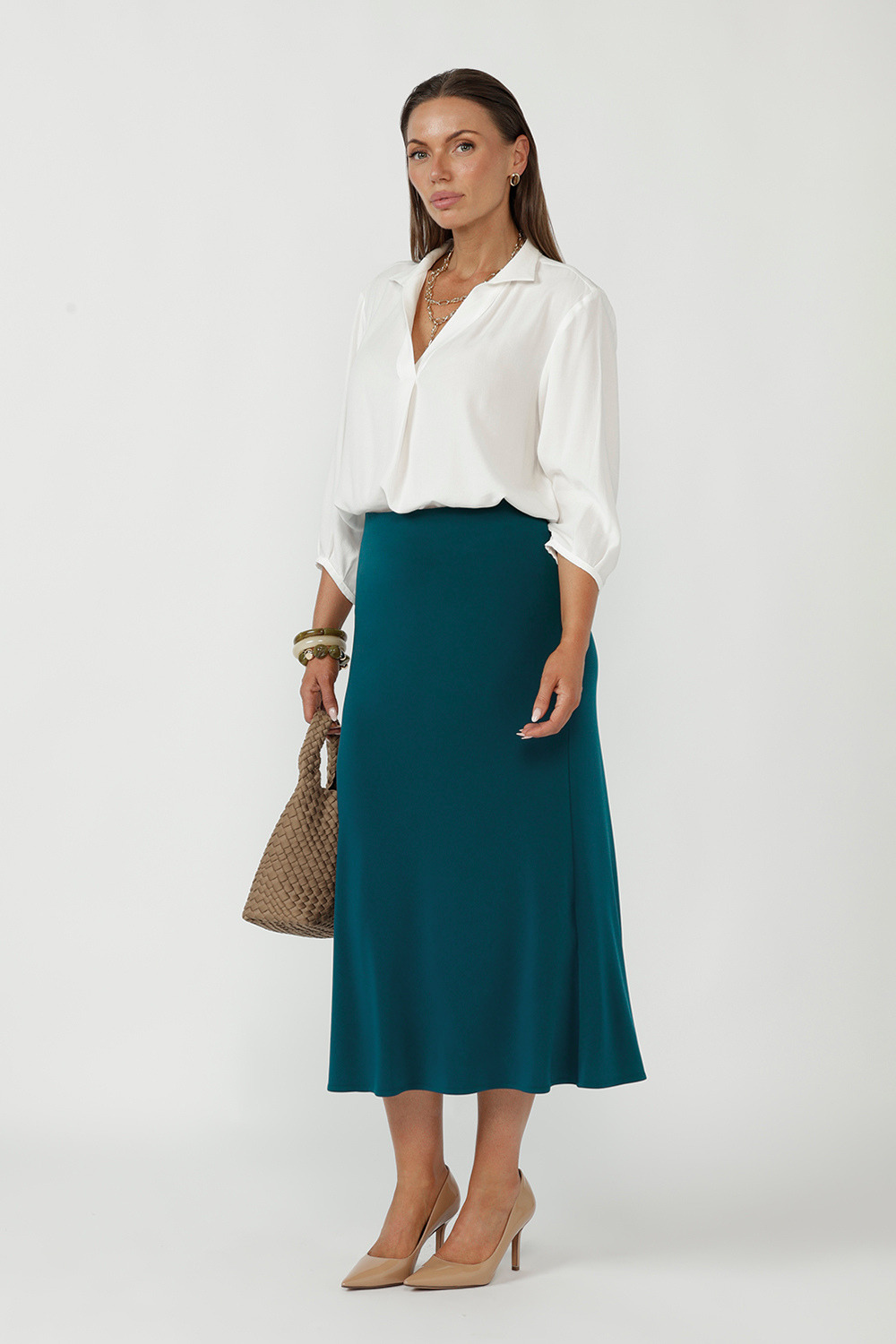Proudly designed and made in Australia and stocked in sizes 8-24. A line skirt with bias cut design for women in Australia.