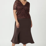 Manhattan Maxi Skirt in Chocolate Satin