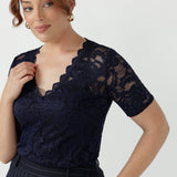 Ashley Top in Navy Lace