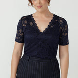 Ashley Top in Navy Lace