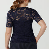 Ashley Top in Navy Lace