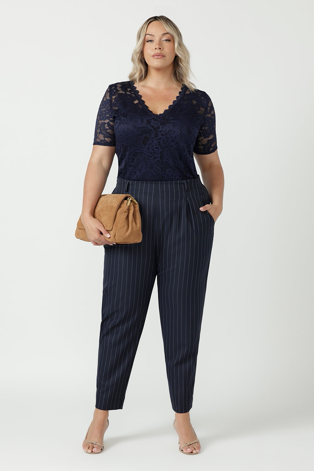 James Pant in Navy Pinstripe