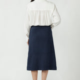 Austin Midi Skirt in Bluestone Suede