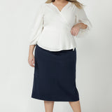 Austin Midi Skirt in Bluestone Suede