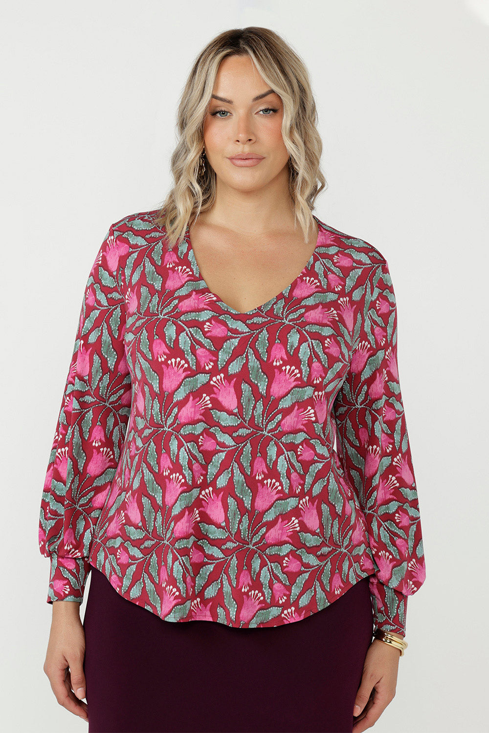 Avery Top in Bordeaux Bloom | Fleur Collective