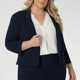 Perfect for easy access to essentials. The single-layer back is shaped with delicate darts that contour the figure, while the shoulder yoke adds a structured element to the overall design. Available in sizes 8-24.