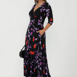 Bettina Wrap Dress in Scarlet Bloom