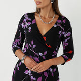 Crafted from our signature dry touch stretch jersey, the Bettina Wrap Dress is a fixed wrap style designed for comfort, movement, and all-day wear. 