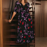 Bettina Wrap Dress in Scarlet Bloom
