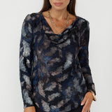 Chrissy Top in Smokey Feathers