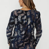 Chrissy Top in Smokey Feathers