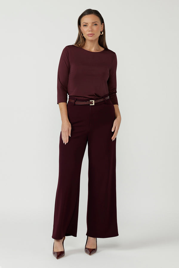 Drew Pant in Wine Smart Crepe