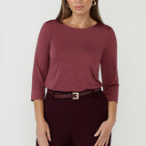 Crafted from our signature slinky jersey fabric, the Collins Top is an essential every-day style perfect as a base layer. With its chic boat neckline and clean, streamlined design, this top will quickly become your go-to piece for effortless style.