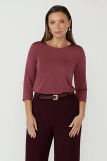 Crafted from our signature slinky jersey fabric, the Collins Top is an essential every-day style perfect as a base layer. With its chic boat neckline and clean, streamlined design, this top will quickly become your go-to piece for effortless style.