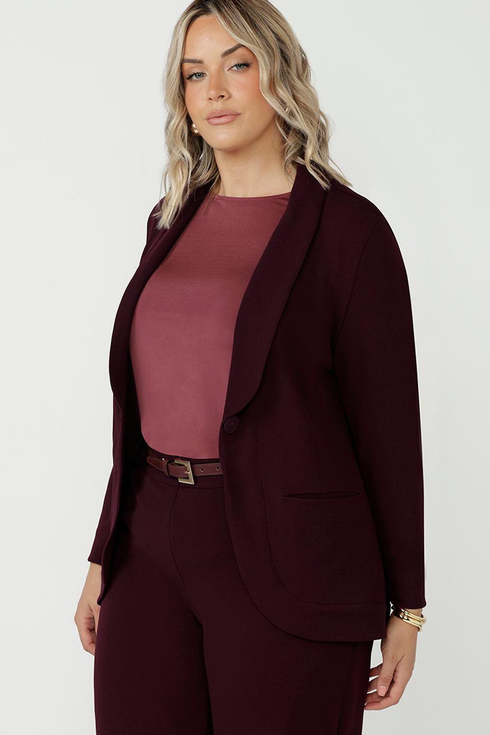 Merit Blazer in Wine Smart Crepe