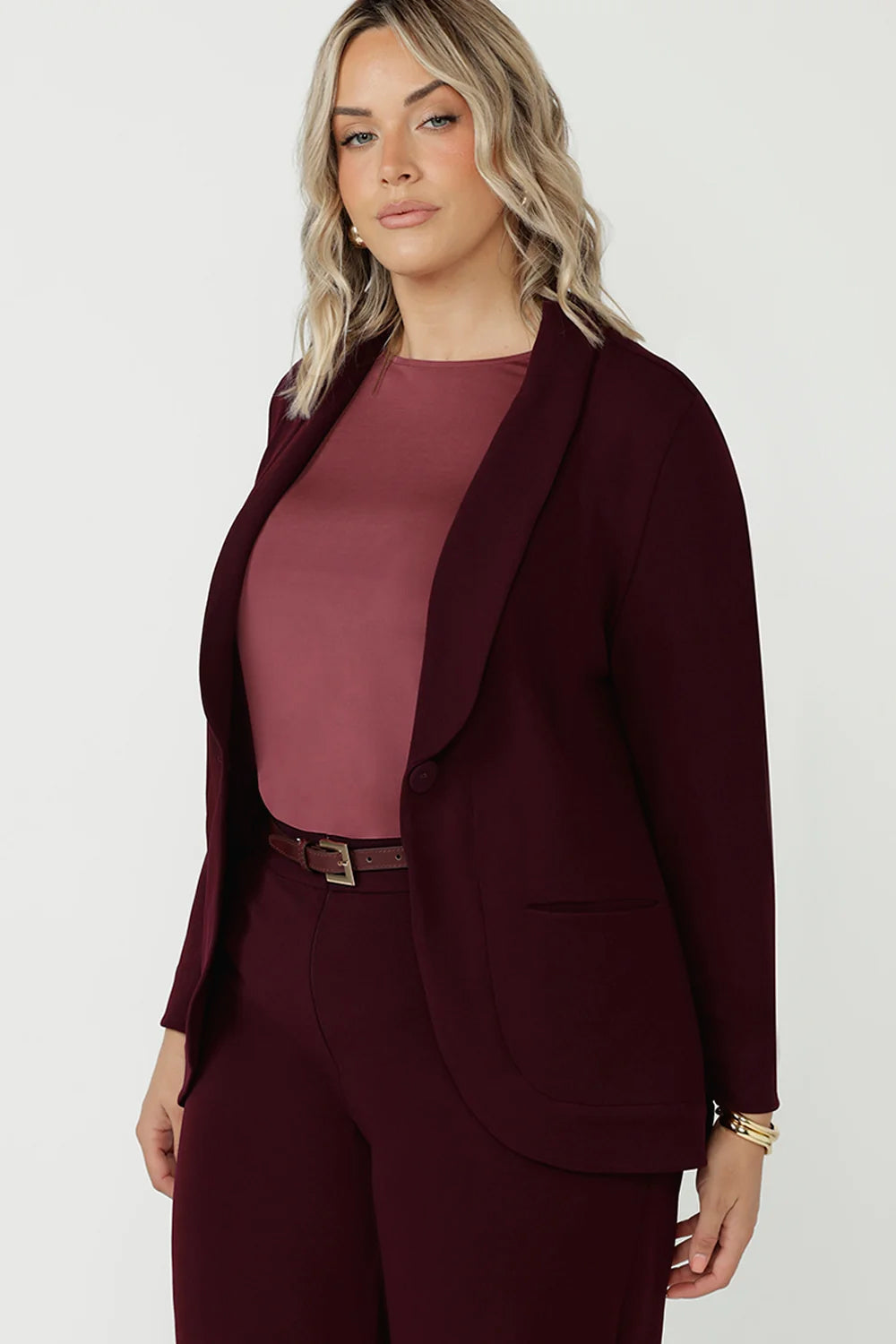 Merit Blazer in Wine Smart Crepe