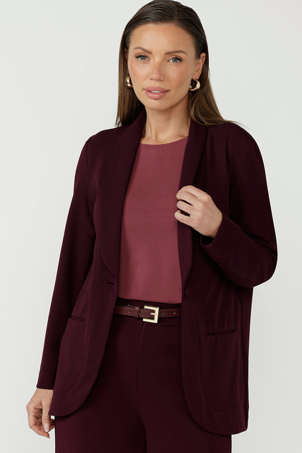 Merit Blazer in Wine Smart Crepe