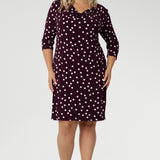 Connie Shift Dress in Burgundy Spot