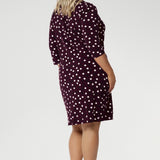 Connie Shift Dress in Burgundy Spot