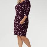 Connie Shift Dress in Burgundy Spot