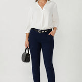 Corbin Pant in Navy Smart Crepe