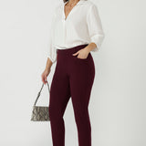 Corbin Pant in Wine Smart Crepe