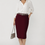 Macy Skirt in Wine Smart Crepe