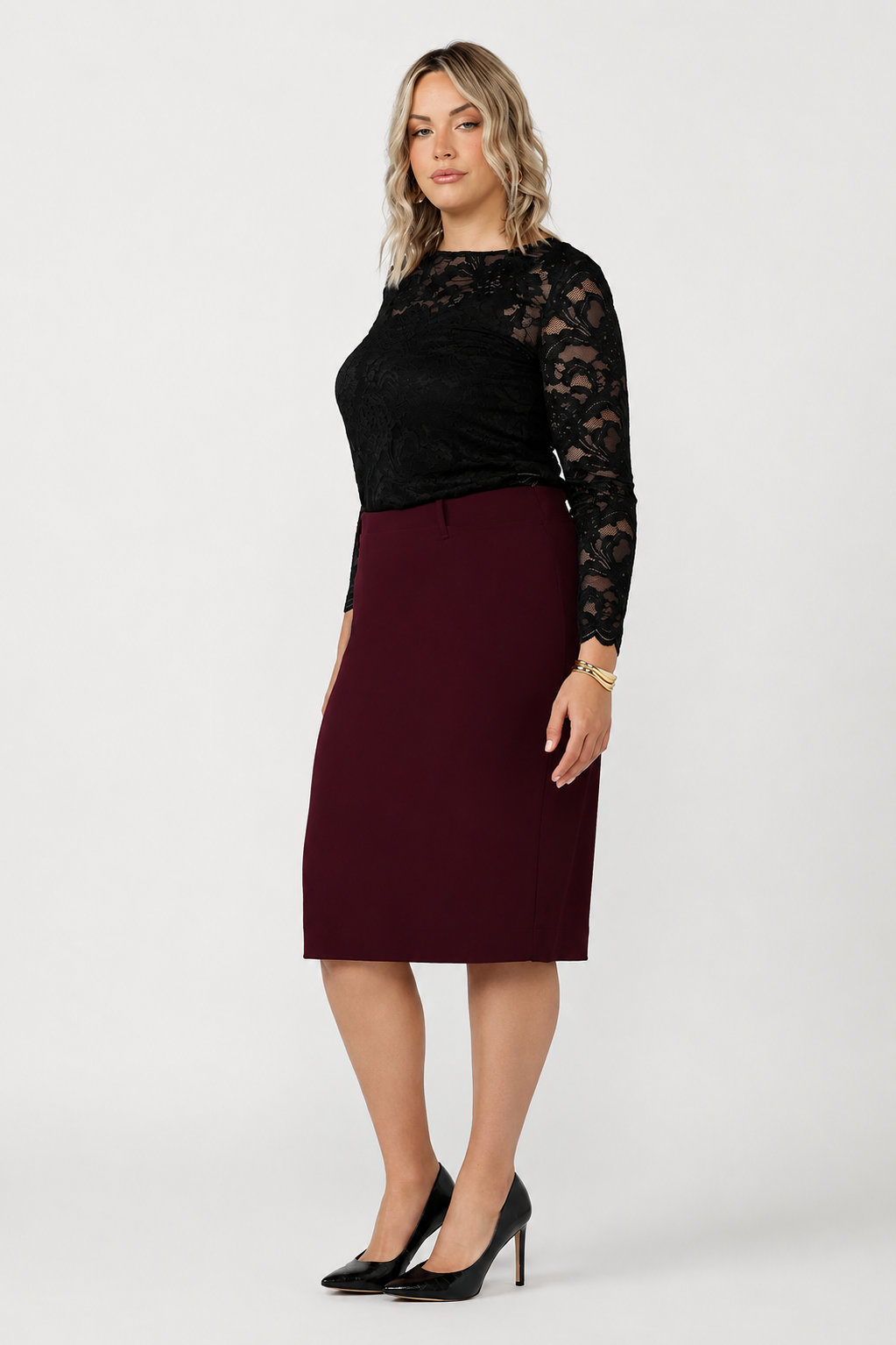 Macy Skirt in Wine Smart Crepe