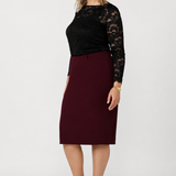 Macy Skirt in Wine Smart Crepe