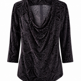 One of a Kind - Kyrie Top in Black Printed Burnout