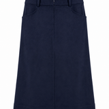 One of a Kind - Austin Midi Skirt in Bluestone Suede